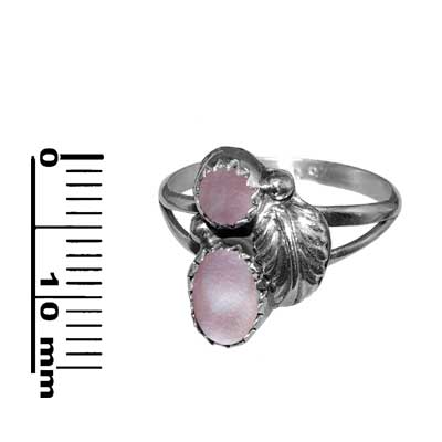 Pink Musselshell Ring Pink mussel shell double stone ring-Wampum Native American Jewellry